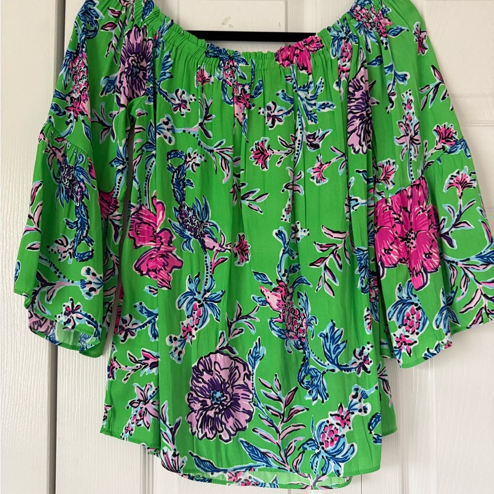 Lilly Pulitzer Green Floral Blouse